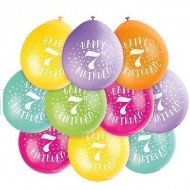 Happy 7th Birthday Multi Colour Latex Balloons x10